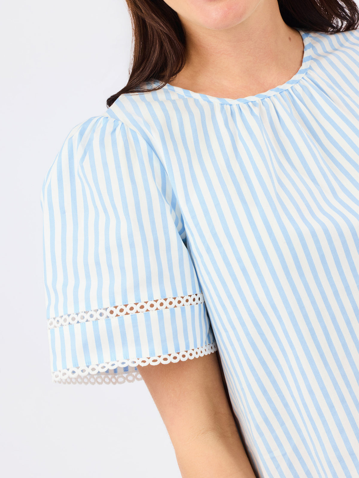 Tabby Top | Pin Stripe Blue