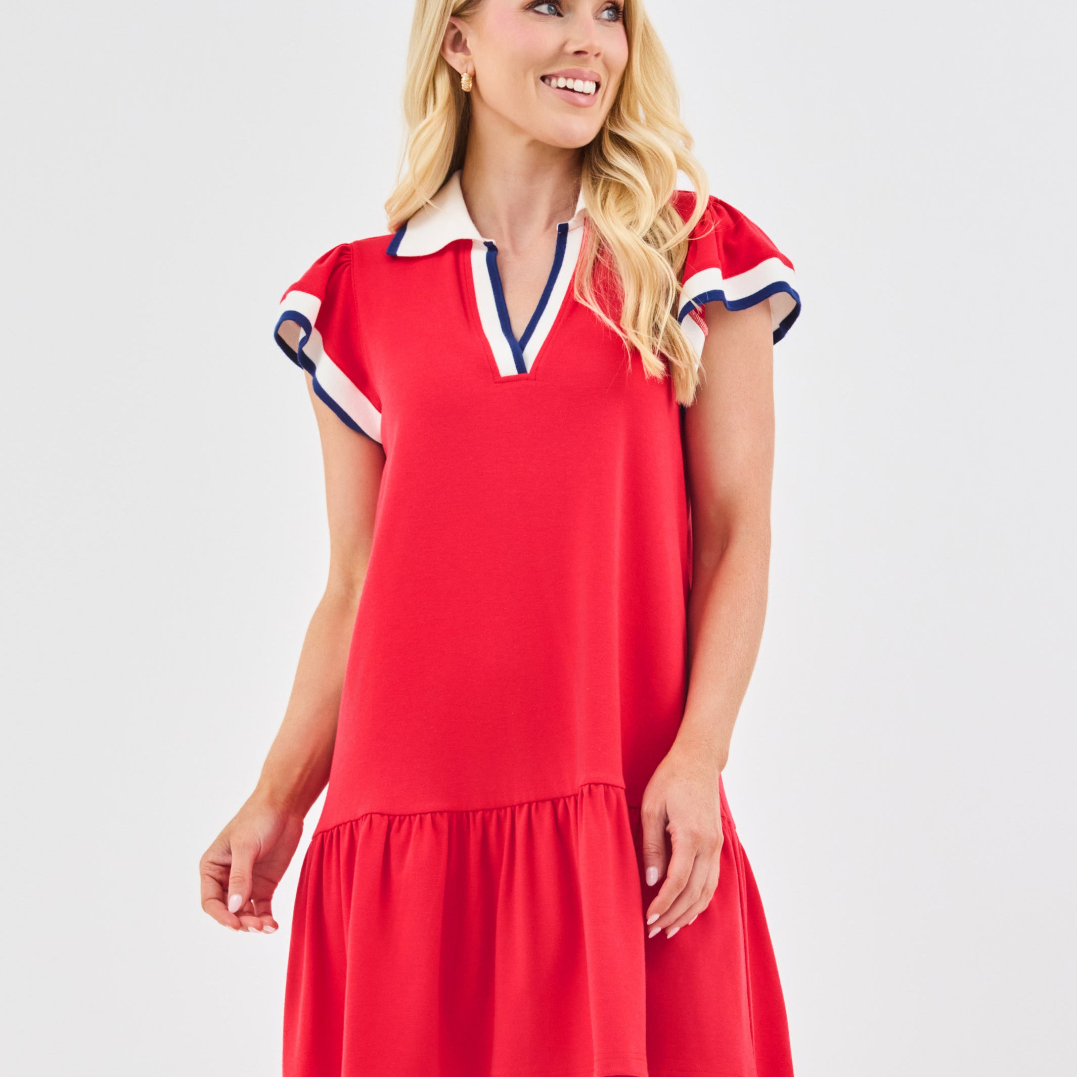 Carissa Dress | Red + White