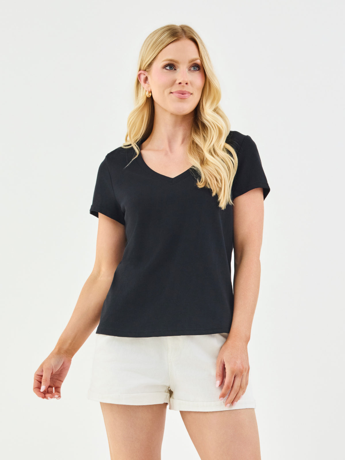 Brielle V-Neck Tee | Black