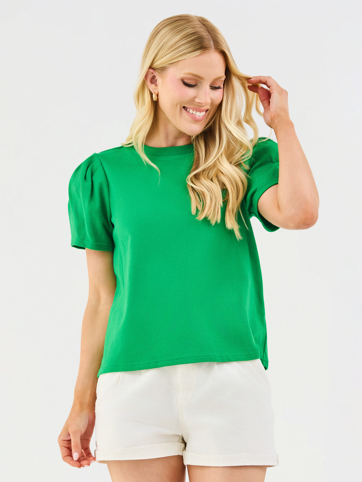 Larissa Pleat Sleeve Tee | Green