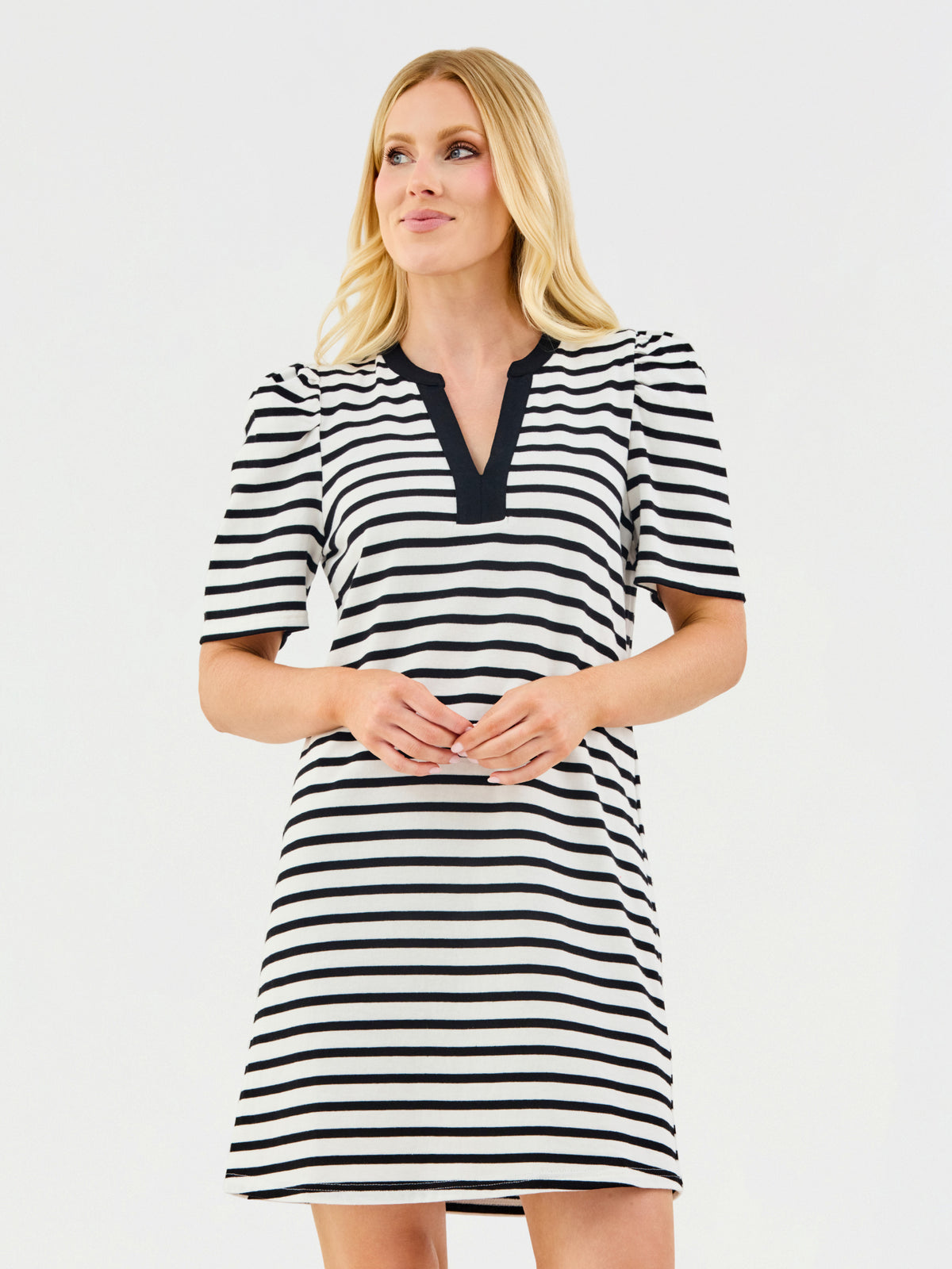 Adelyn T-Shirt Dress | Black + White Stripe