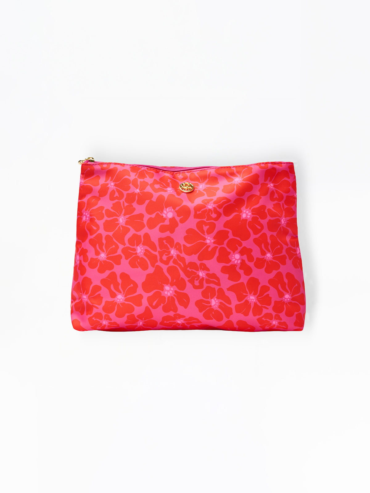 Floral patterned pouch on a white background