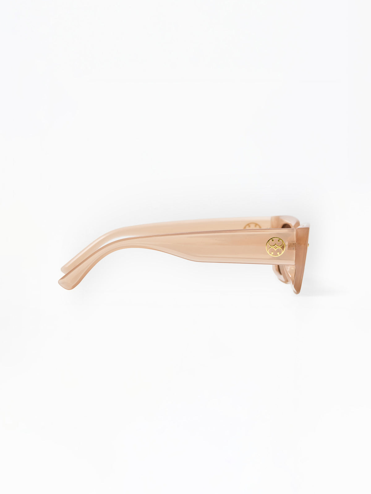 Beige sunglasses on a white background