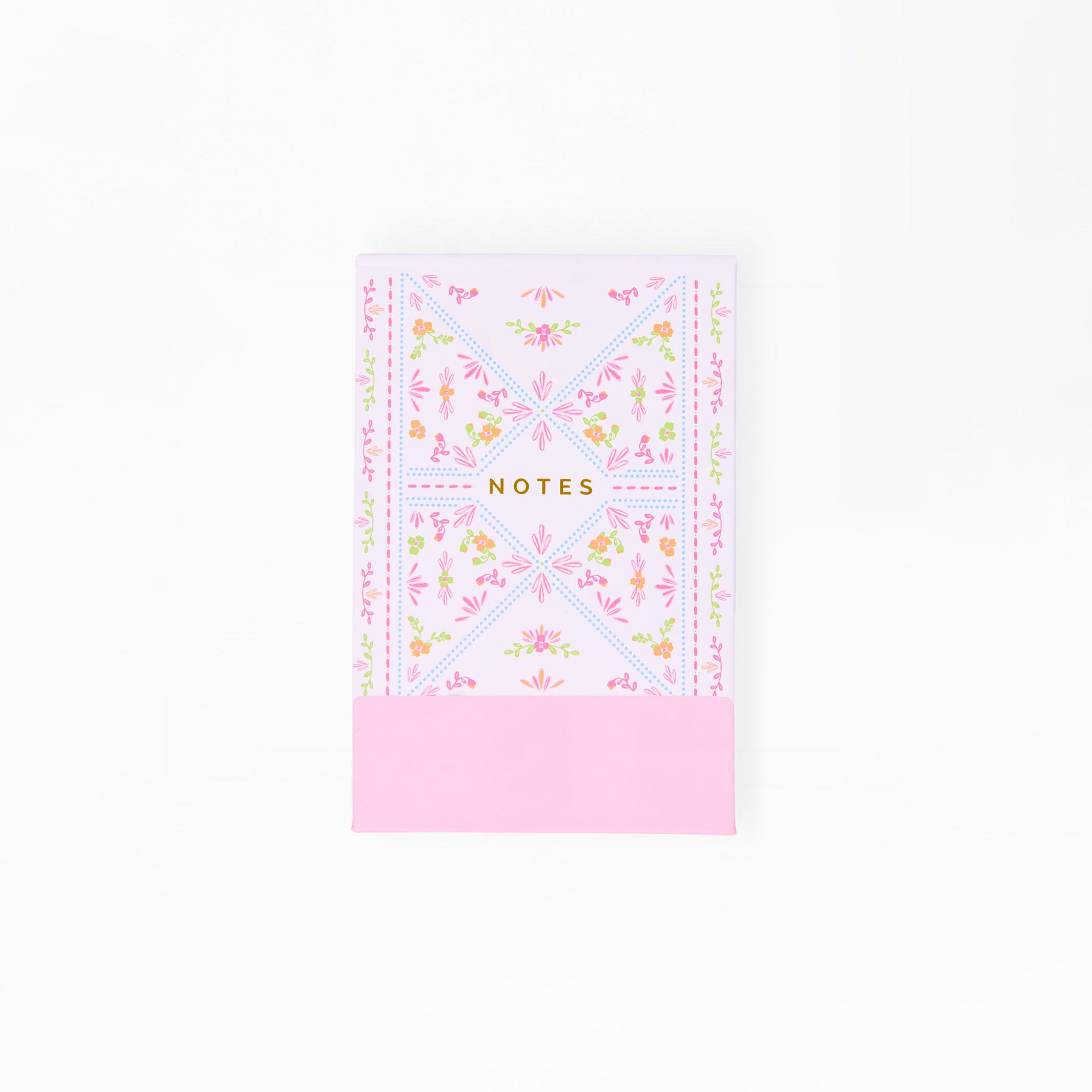 Floral notebook with 'NOTES' text on a white background