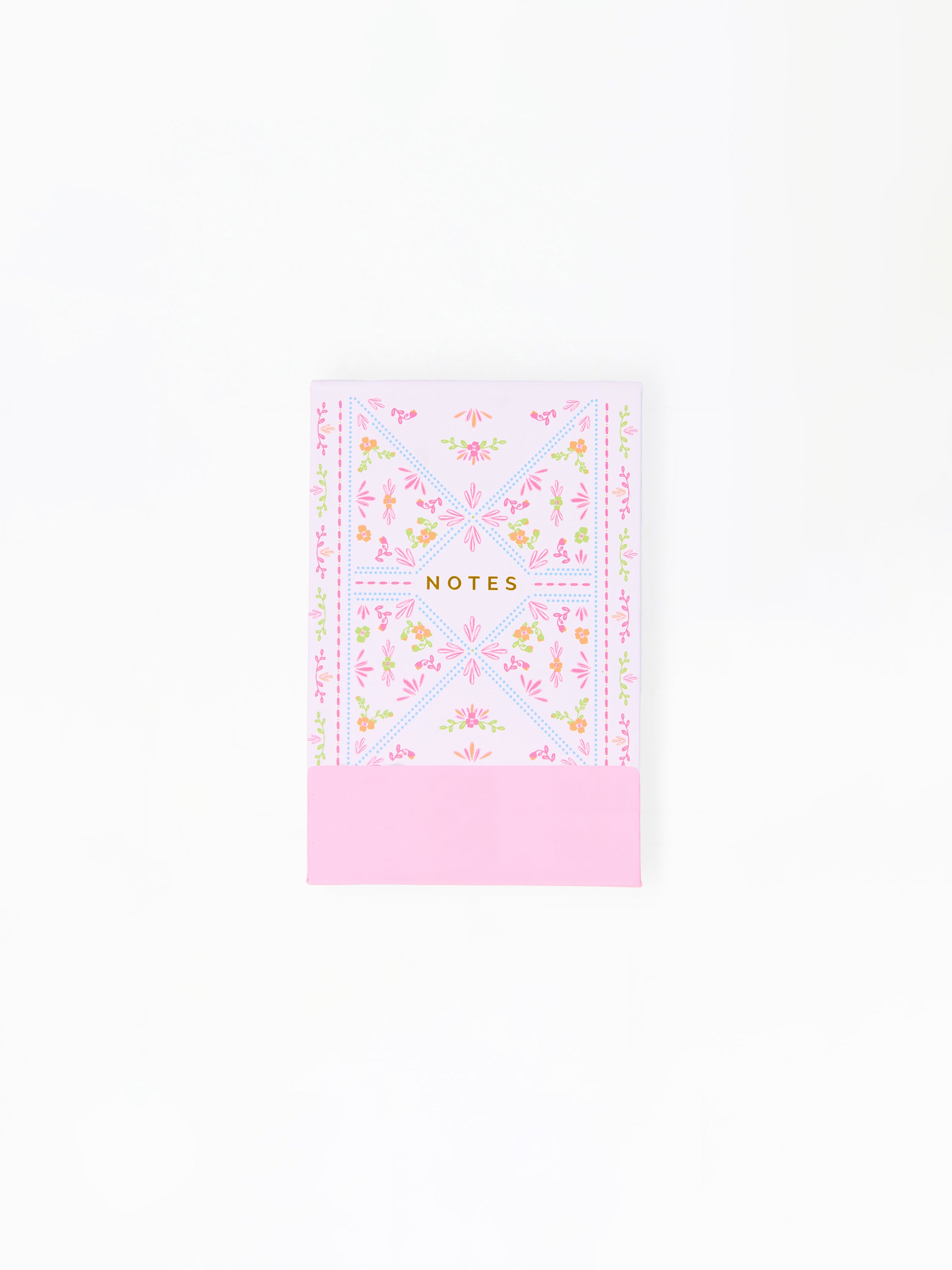 Floral notebook with 'NOTES' text on a white background