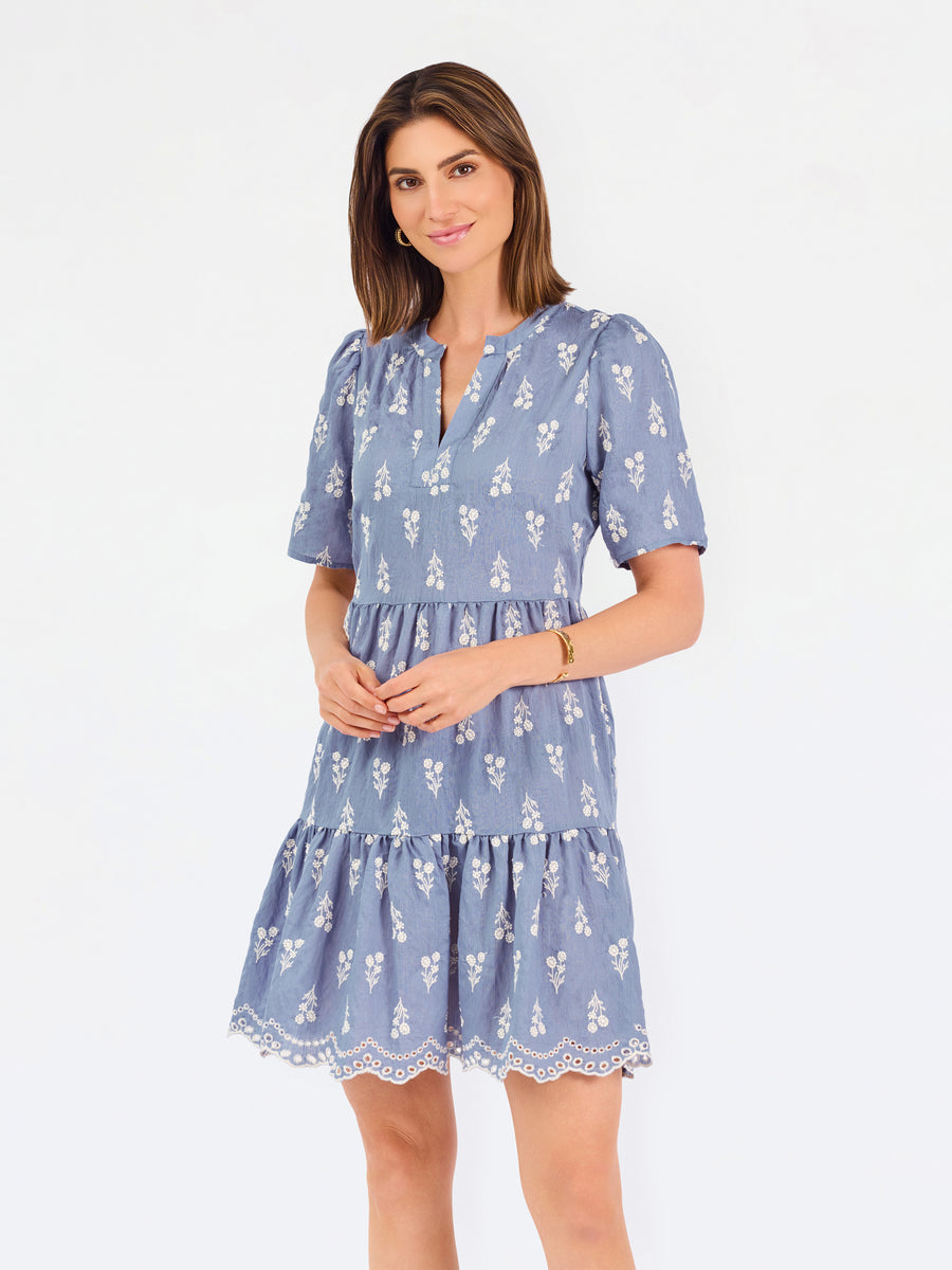 Adelyn Embroidered Dress | Blue – Mary Square