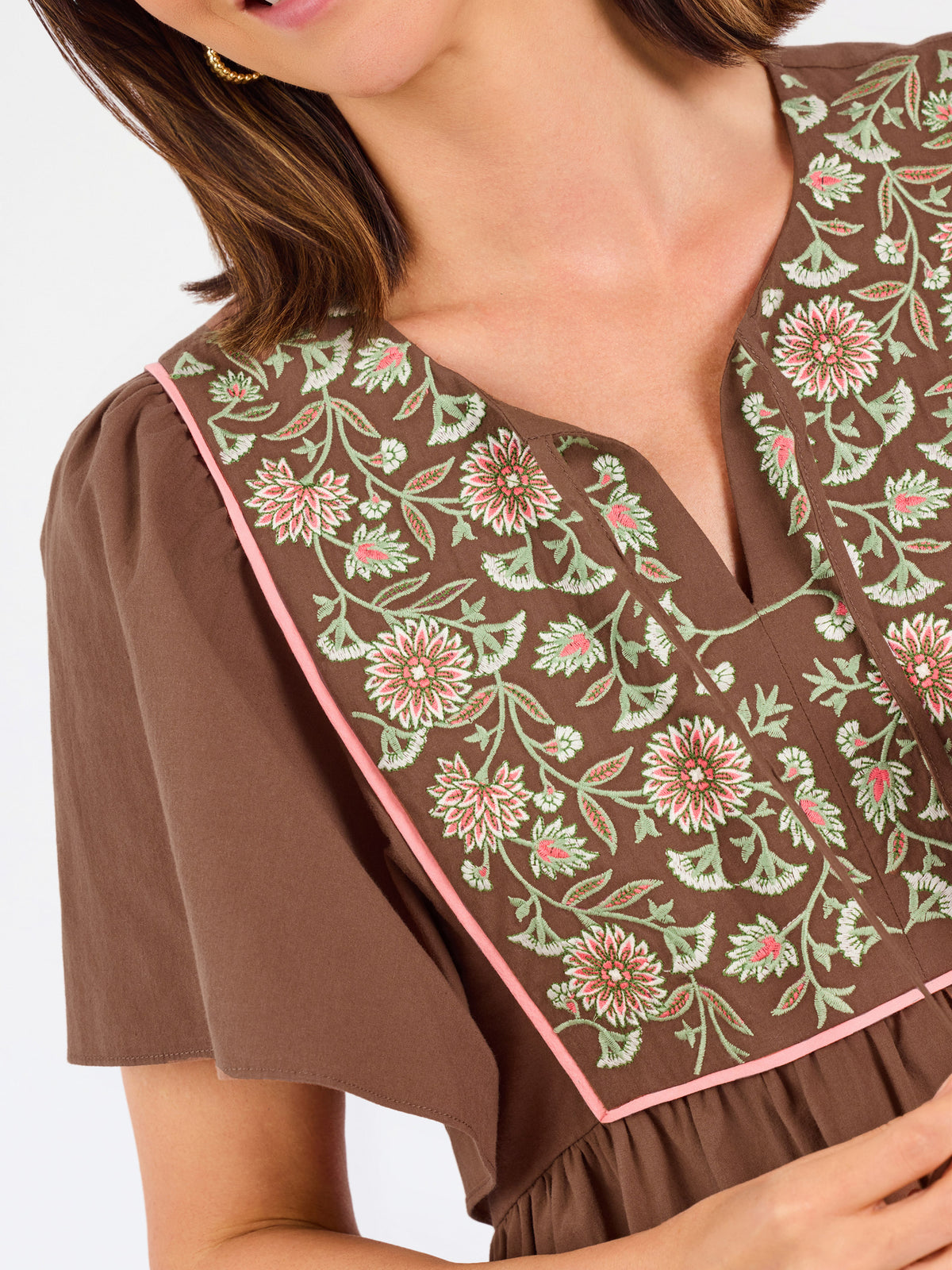 Piper Embroidered Dress | Espresso