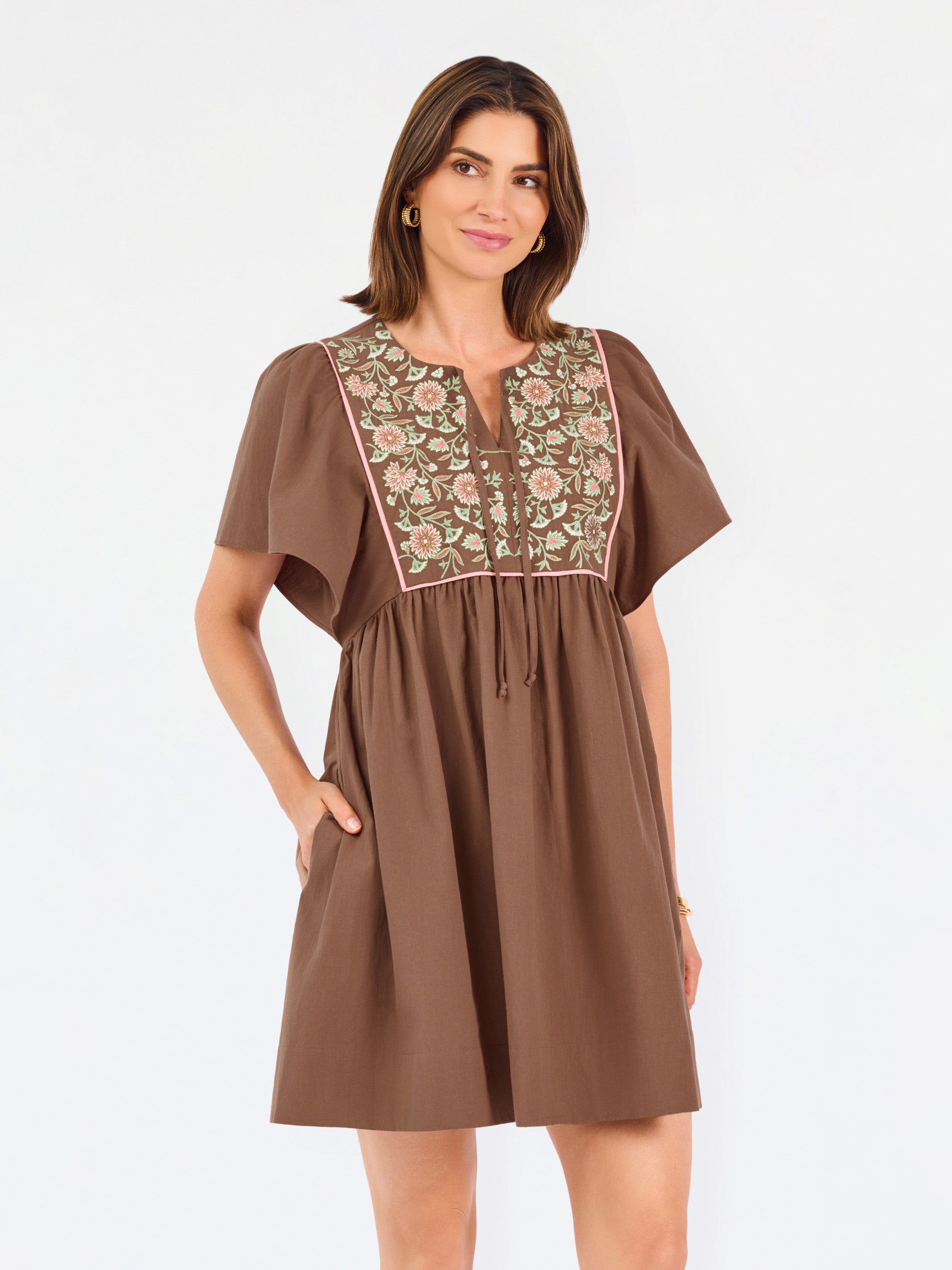 Piper Embroidered Dress | Espresso