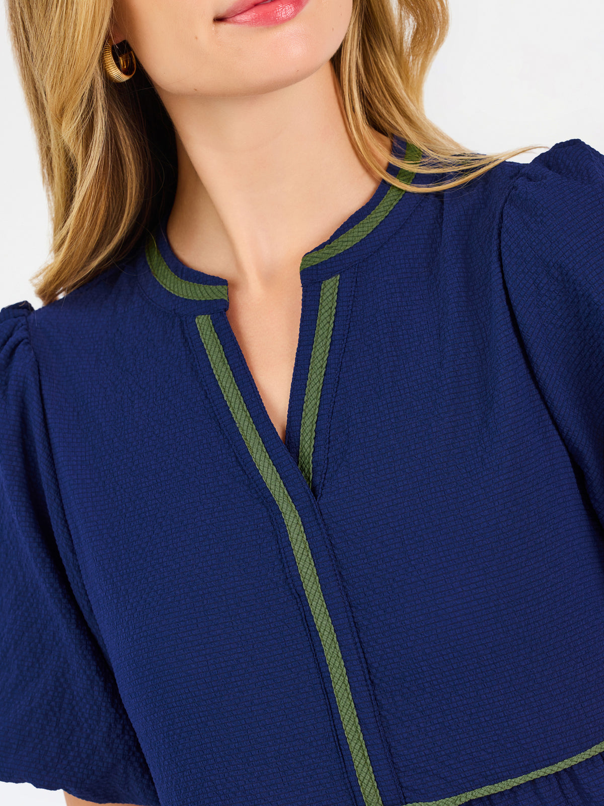 Kinsley Midi Dress | Navy Seersucker