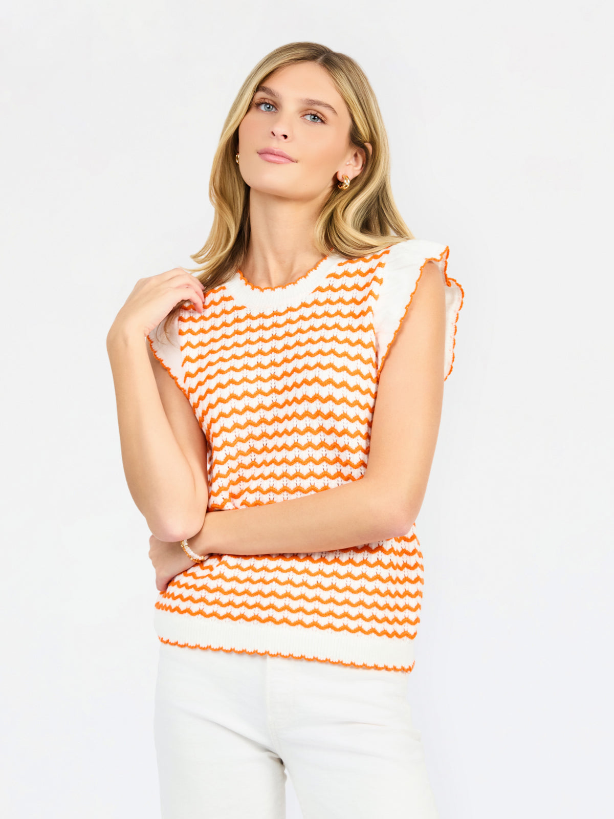 Oakley Sweater | White + Orange Wave