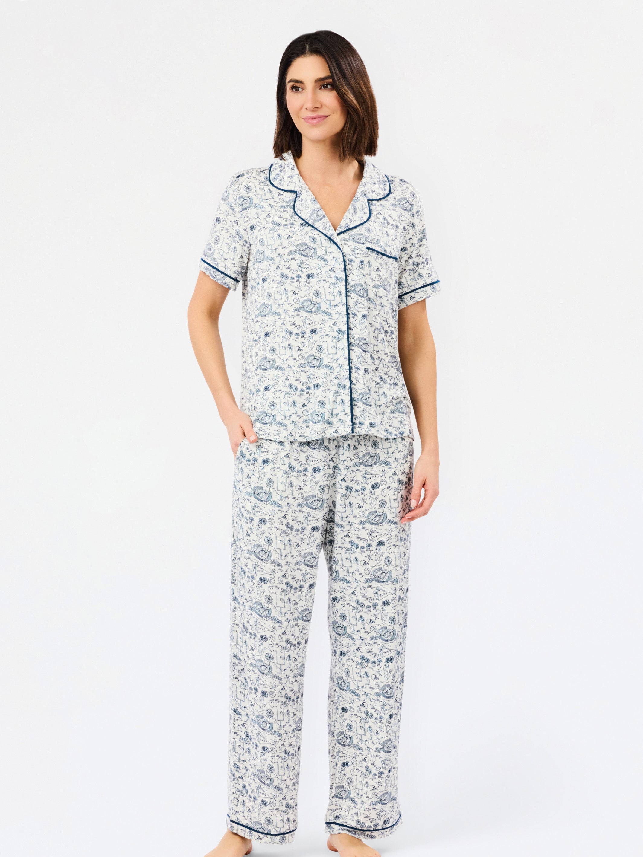 Women's Charlotte Pants Set | Team Toile Navy