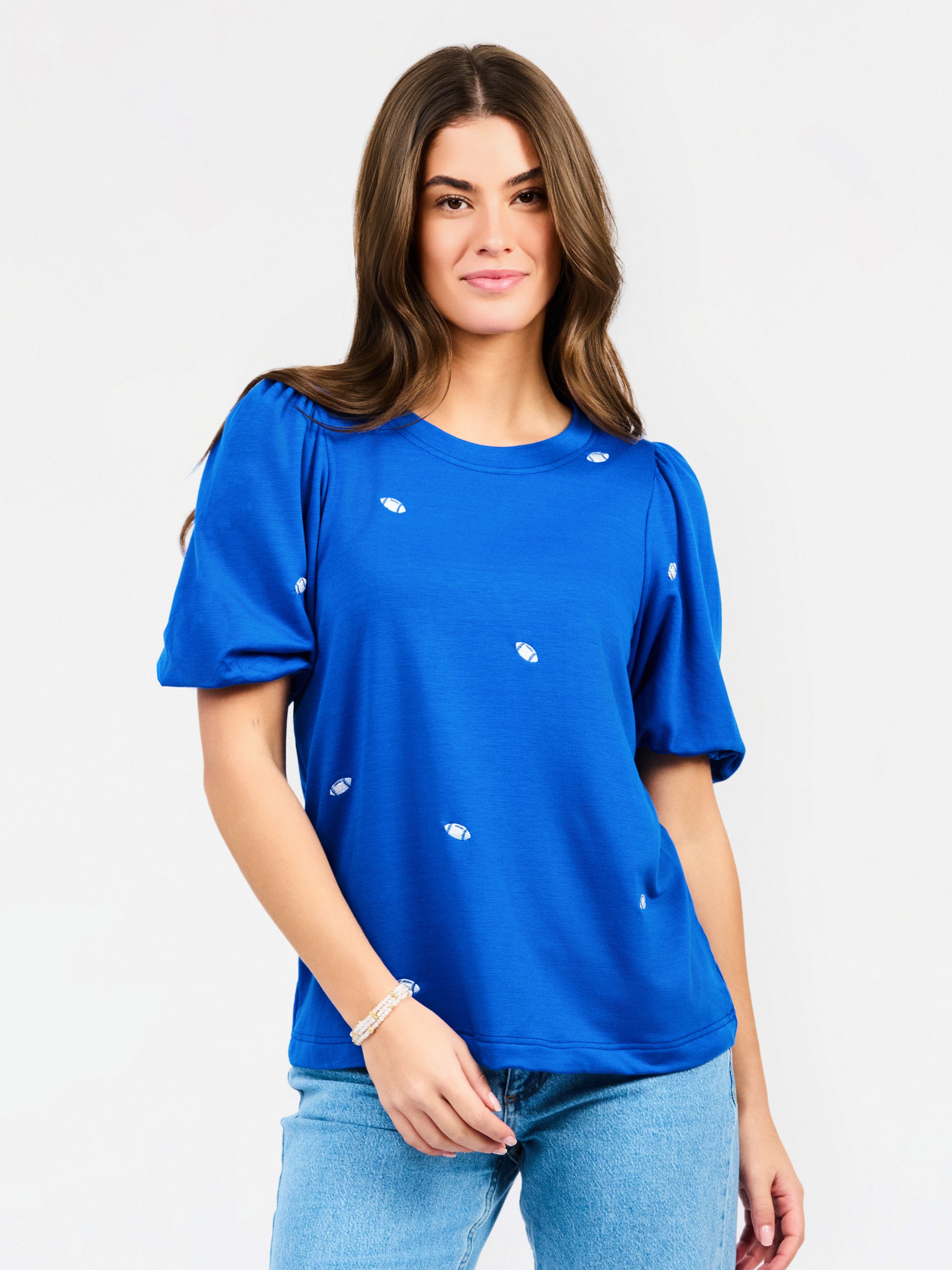 Tina Top | Footballs Blue + White – Mary Square