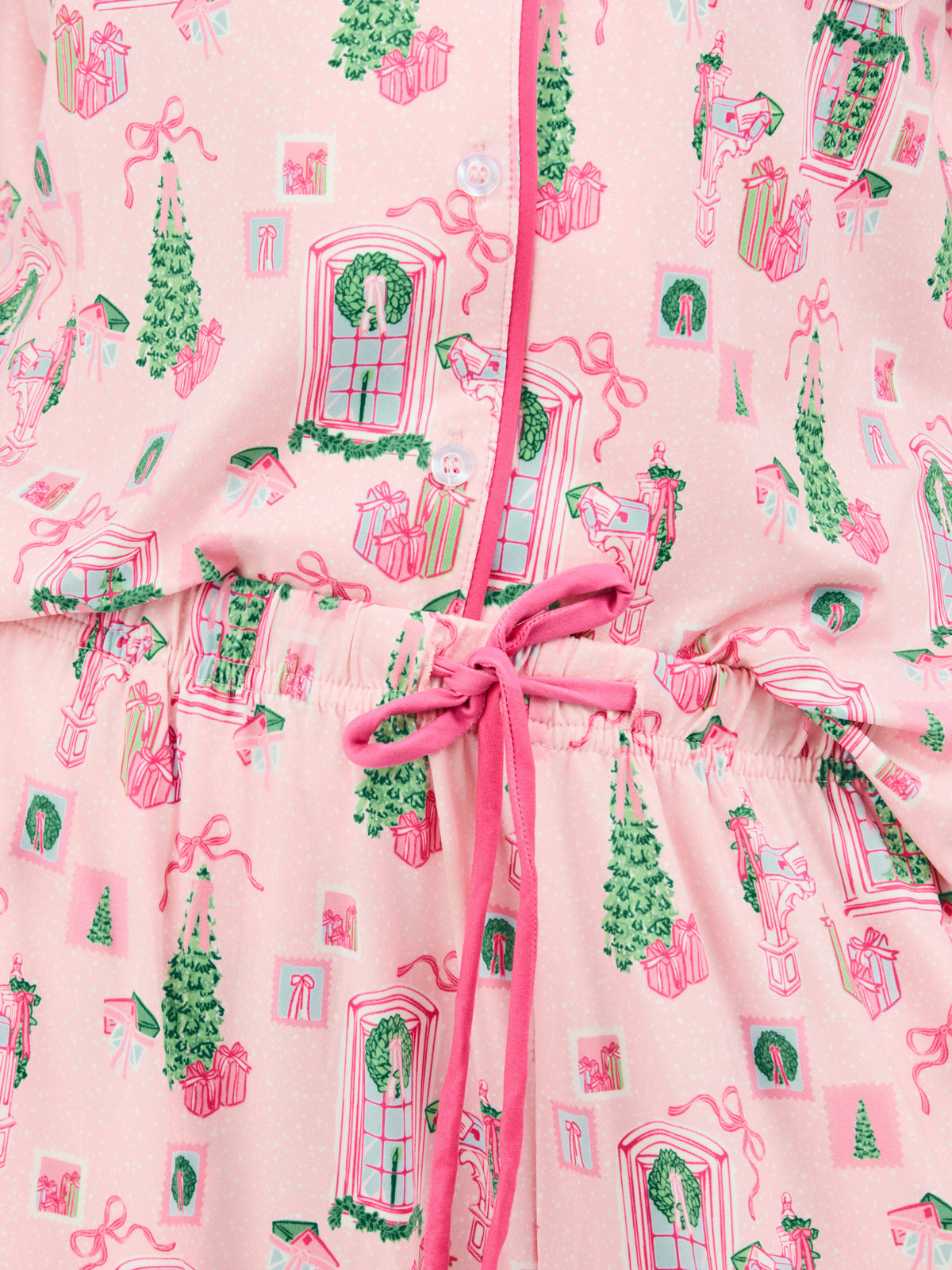 Women's Charlotte Pants Set | Christmas Cottage Pink