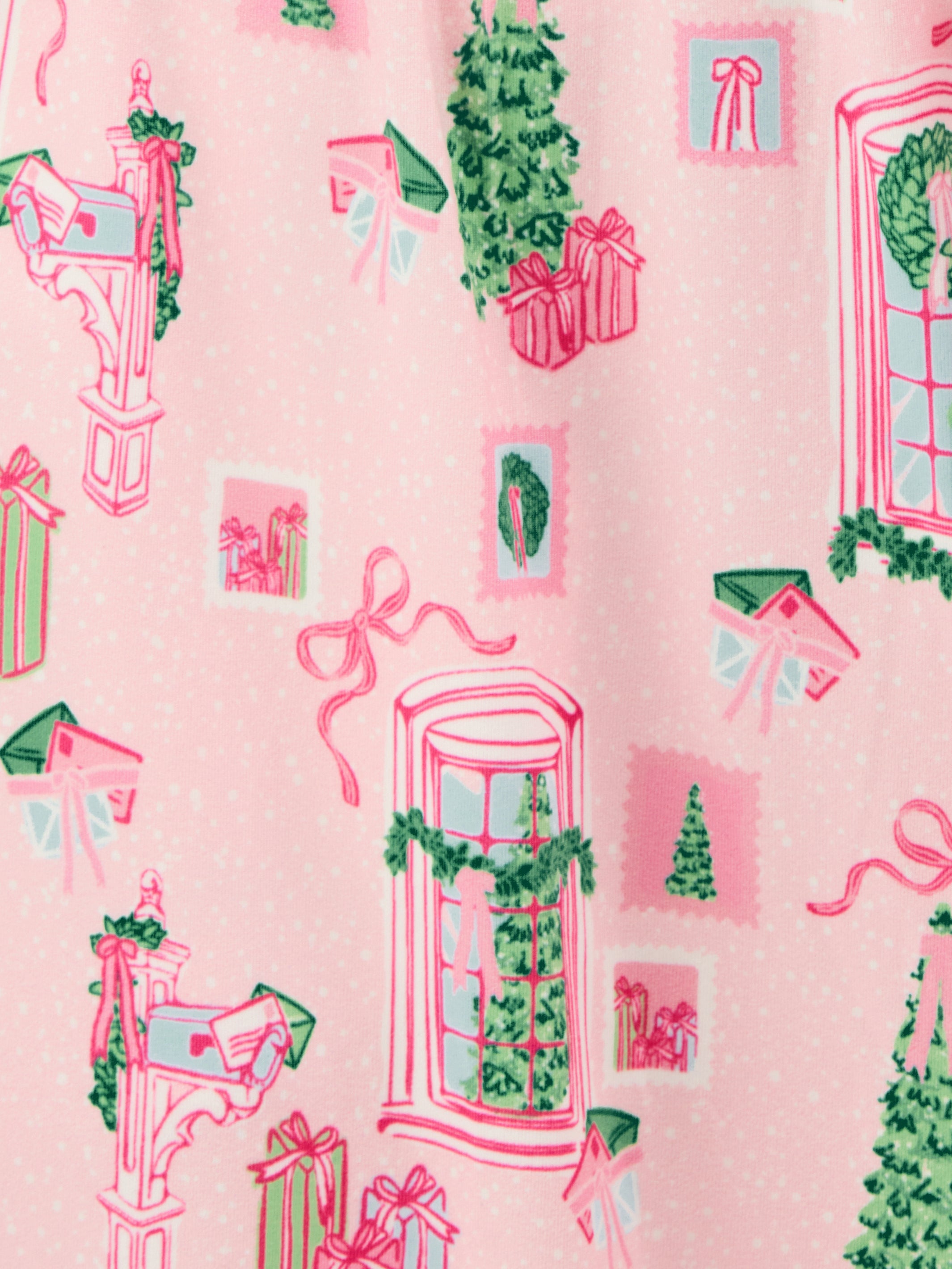 Women's Charlotte Pants Set | Christmas Cottage Pink