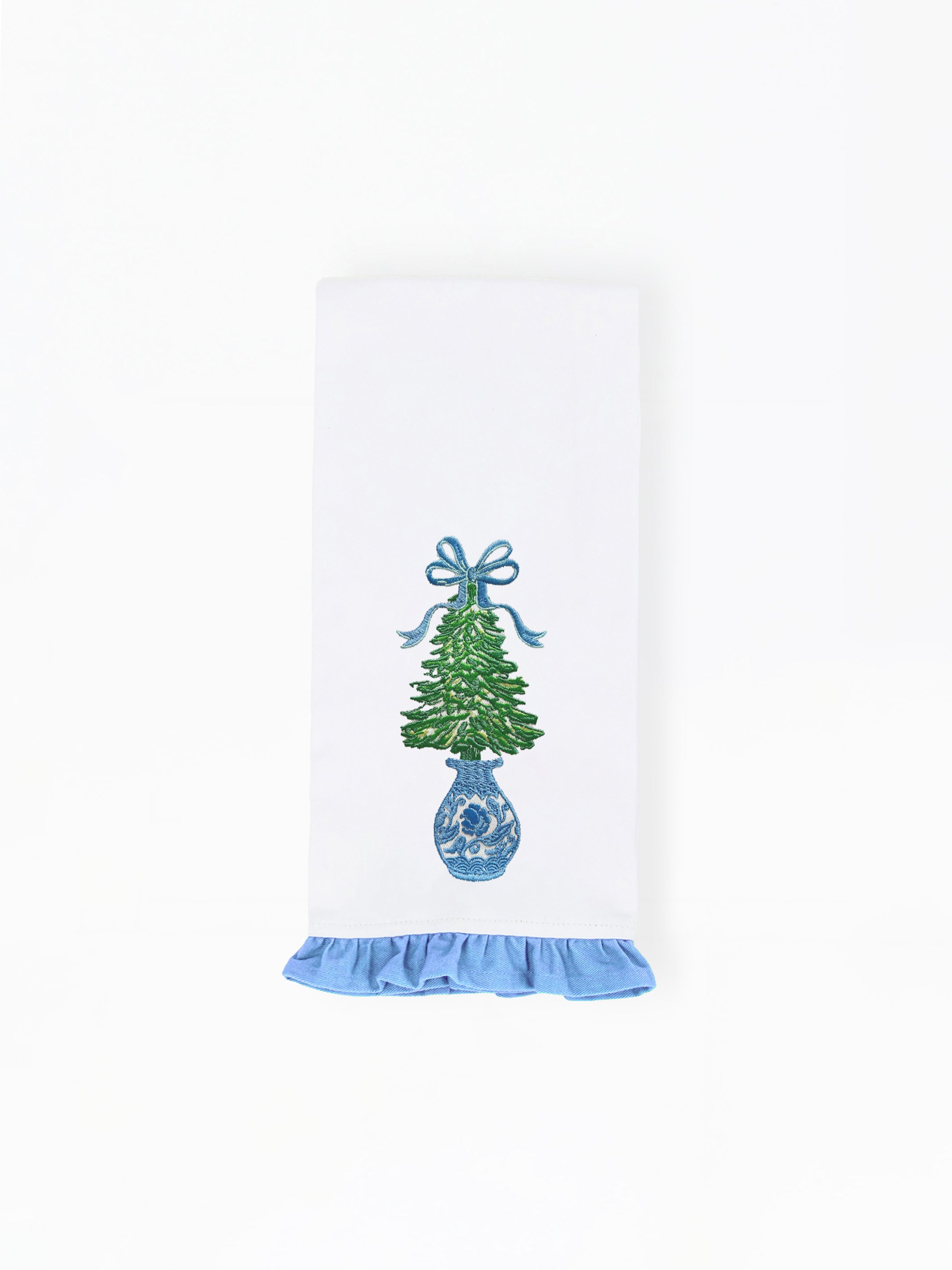 Embroidered Tea Towel | Winter Pines Tree