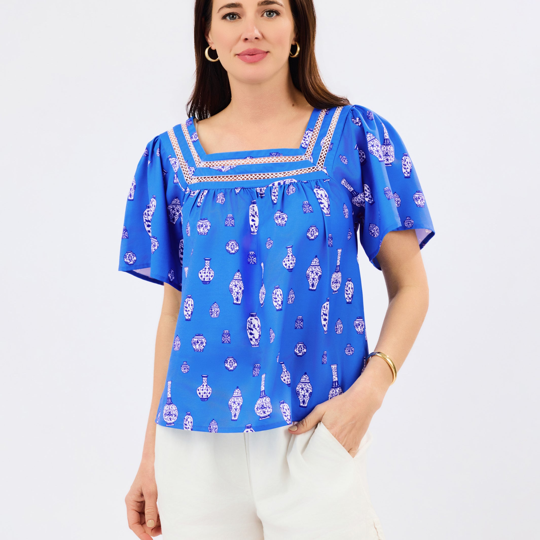 Heidi Top | Ginger Jars Blue