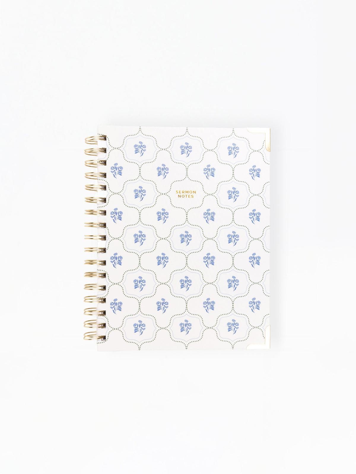 Notebook with floral pattern on white background