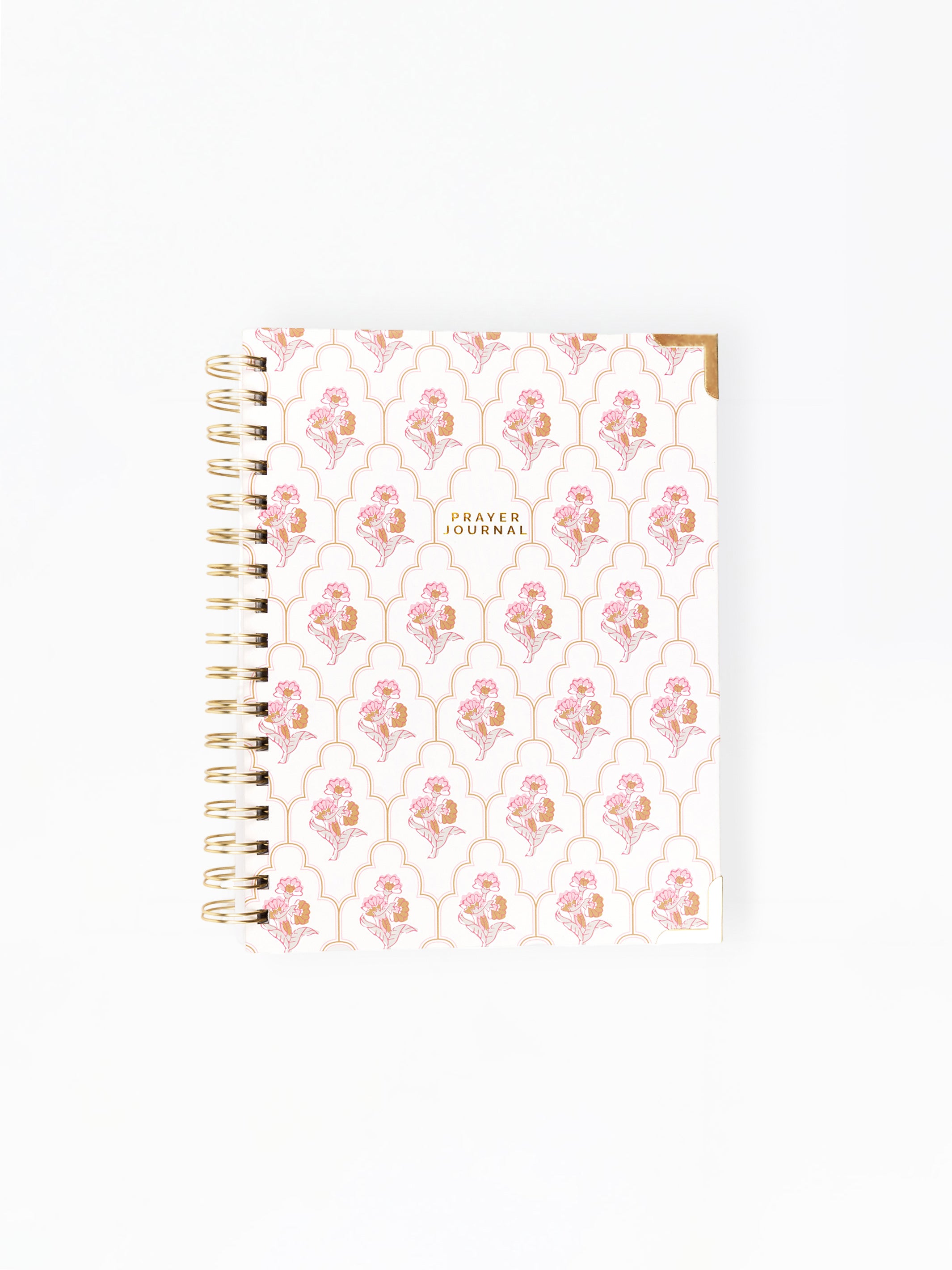 Prayer journal with floral pattern on a white background