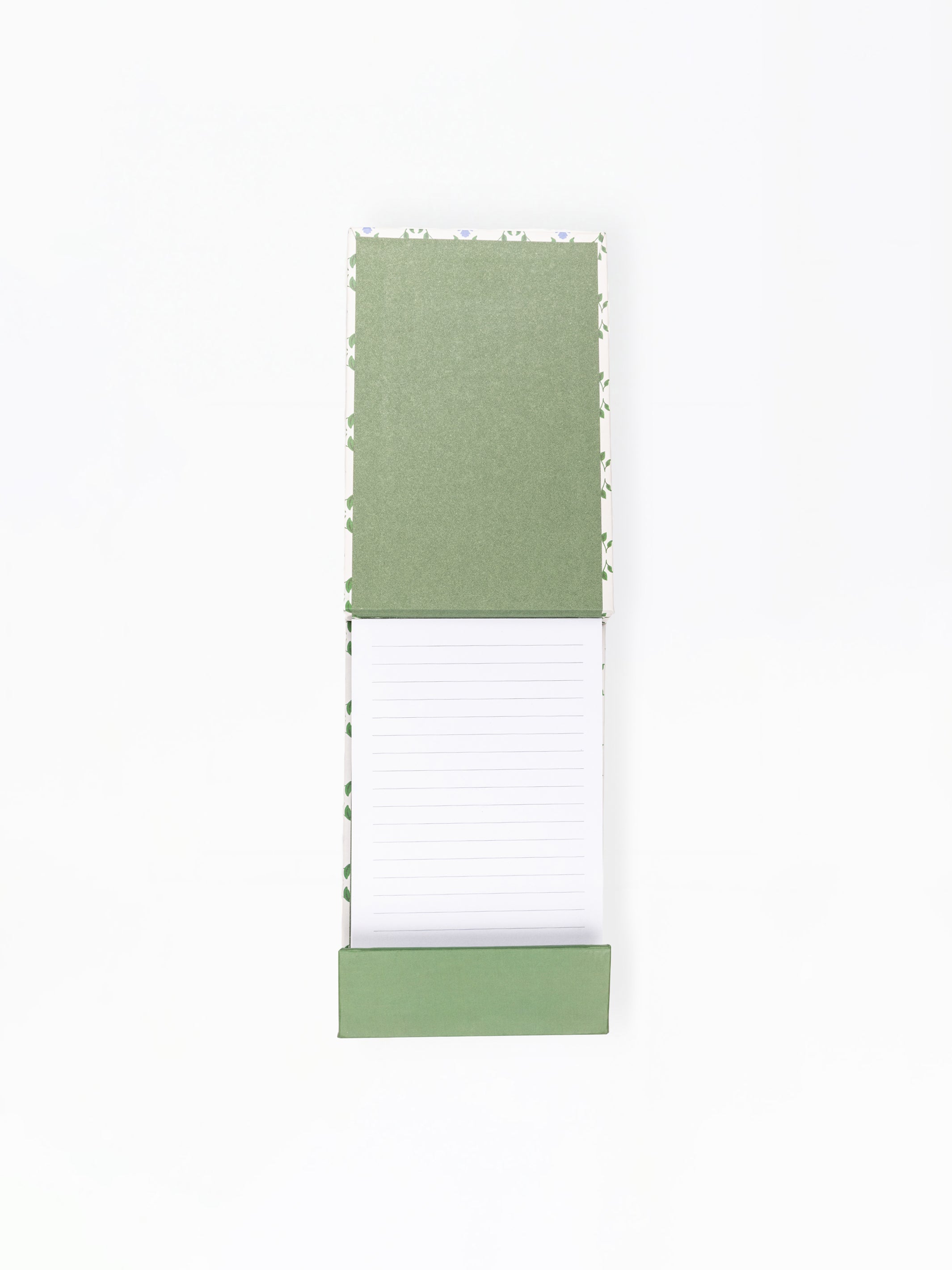 Notepad green and white stripes on a white background