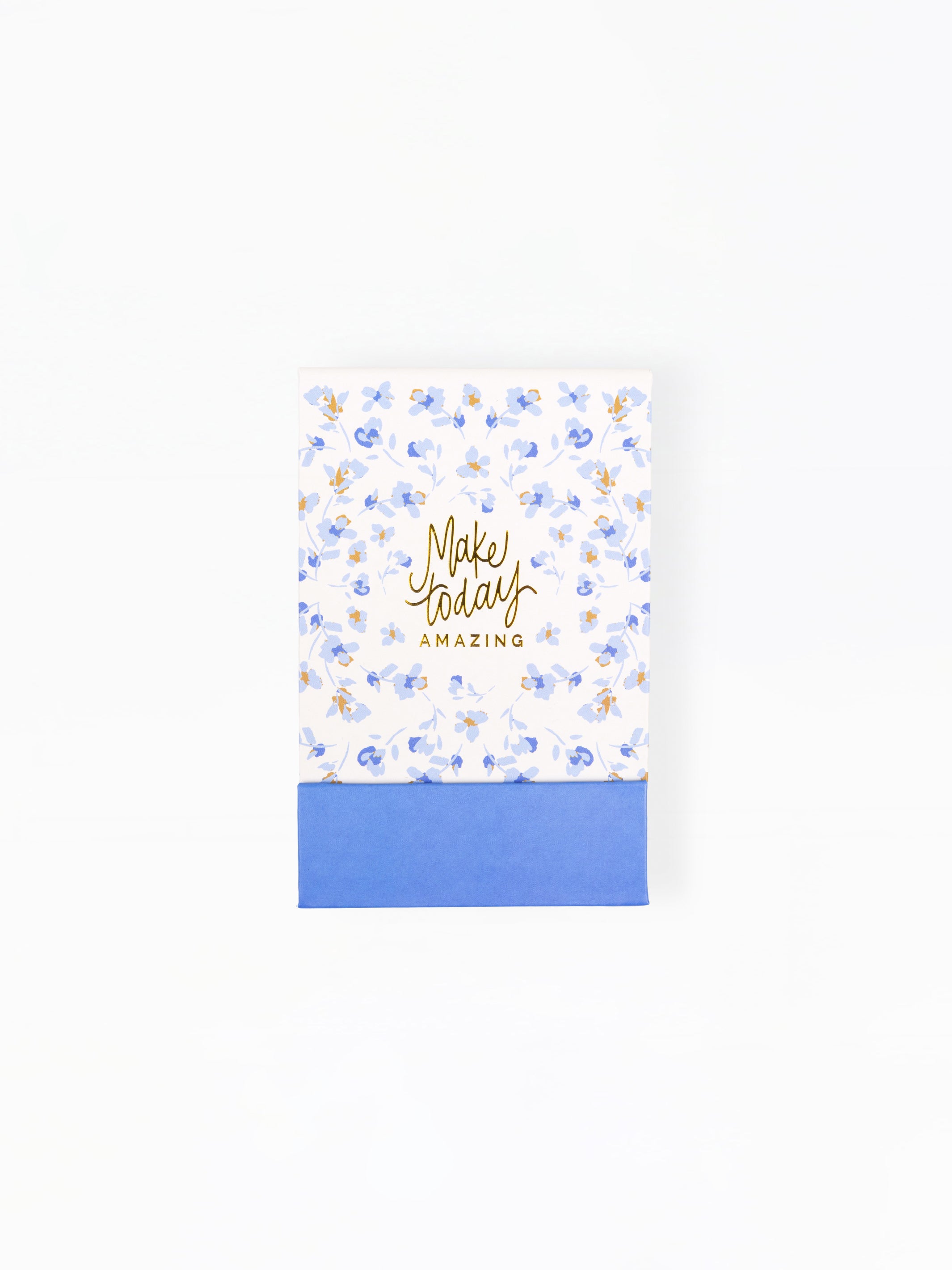 Notebook with floral design and 'Make today amazing' text on a white background