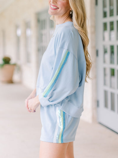 Millie Sweatshirt | Blue Sequin Stripes