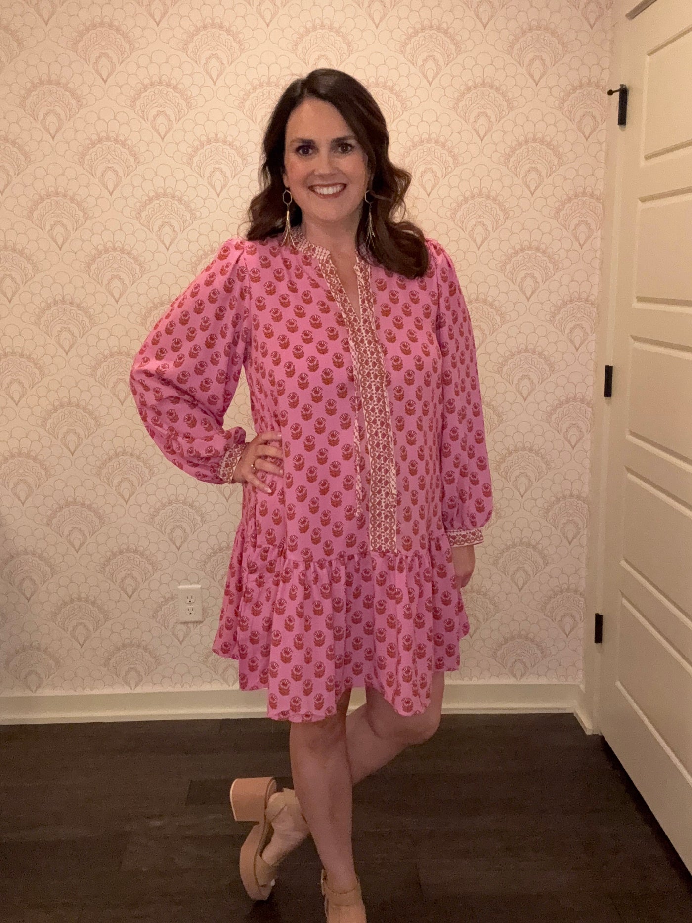 Natasha Dress | Floral Foulard Pink