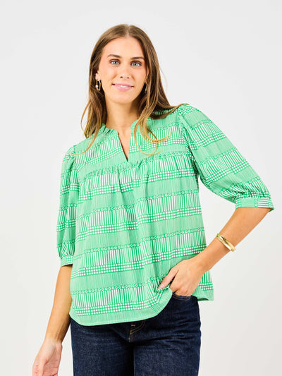 Maggie Top | Eyelet On The Prize Green