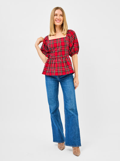 Isabel Top | Red Plaid