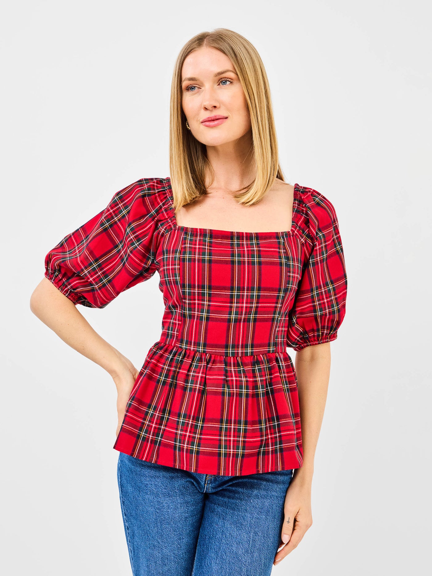 Isabel Top | Red Plaid