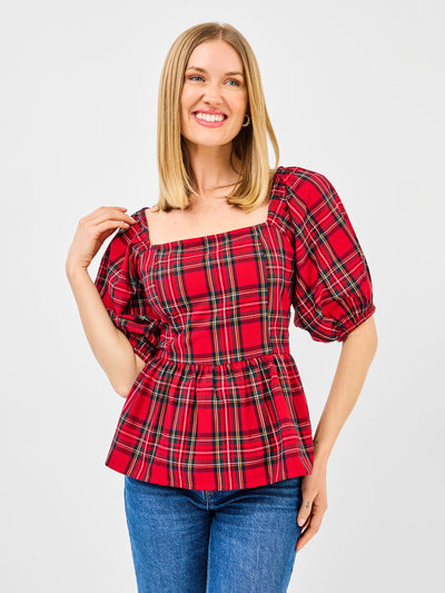 Isabel Top | Red Plaid