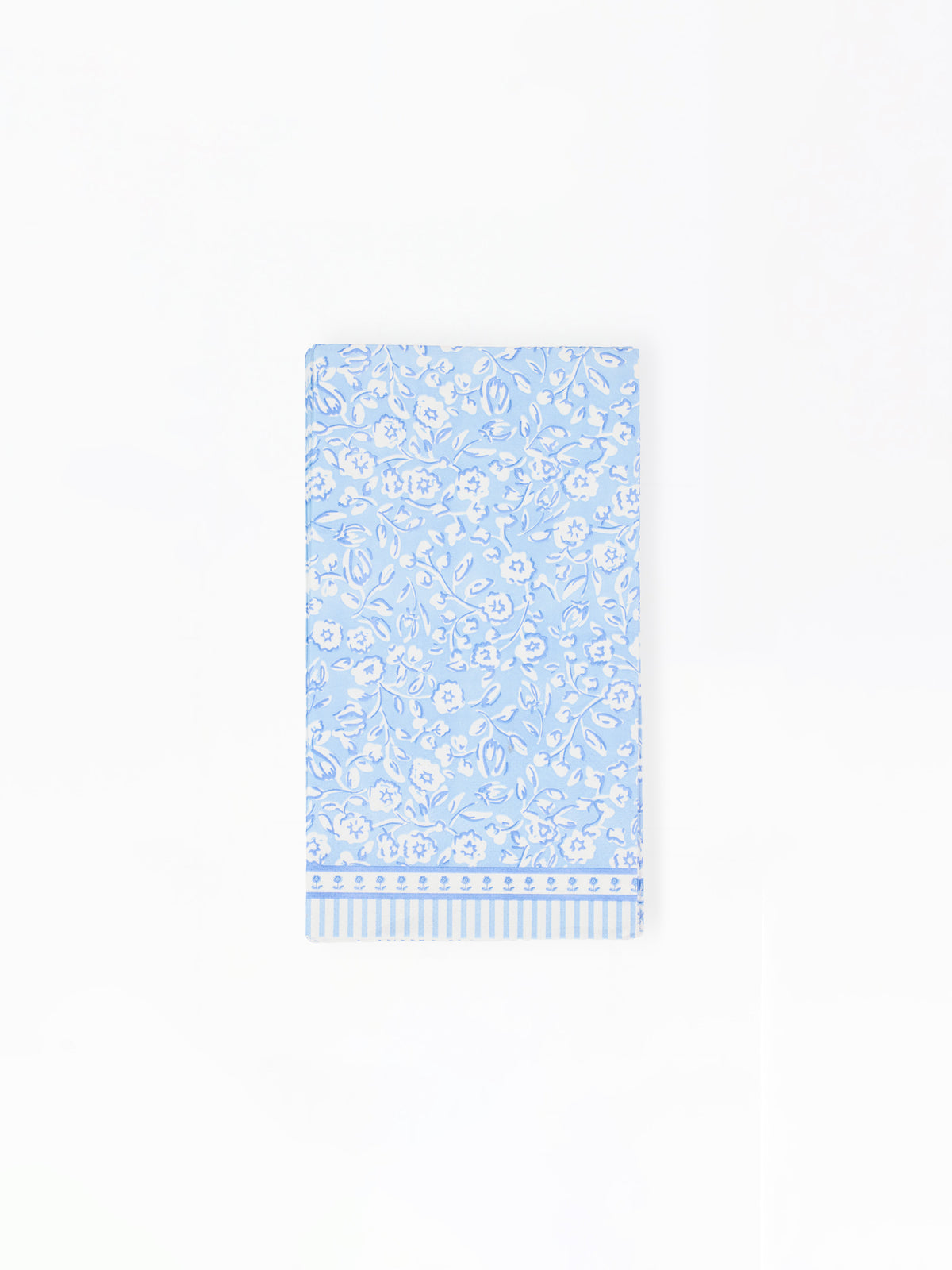 Light blue paper napkins with floral pattern on a white background