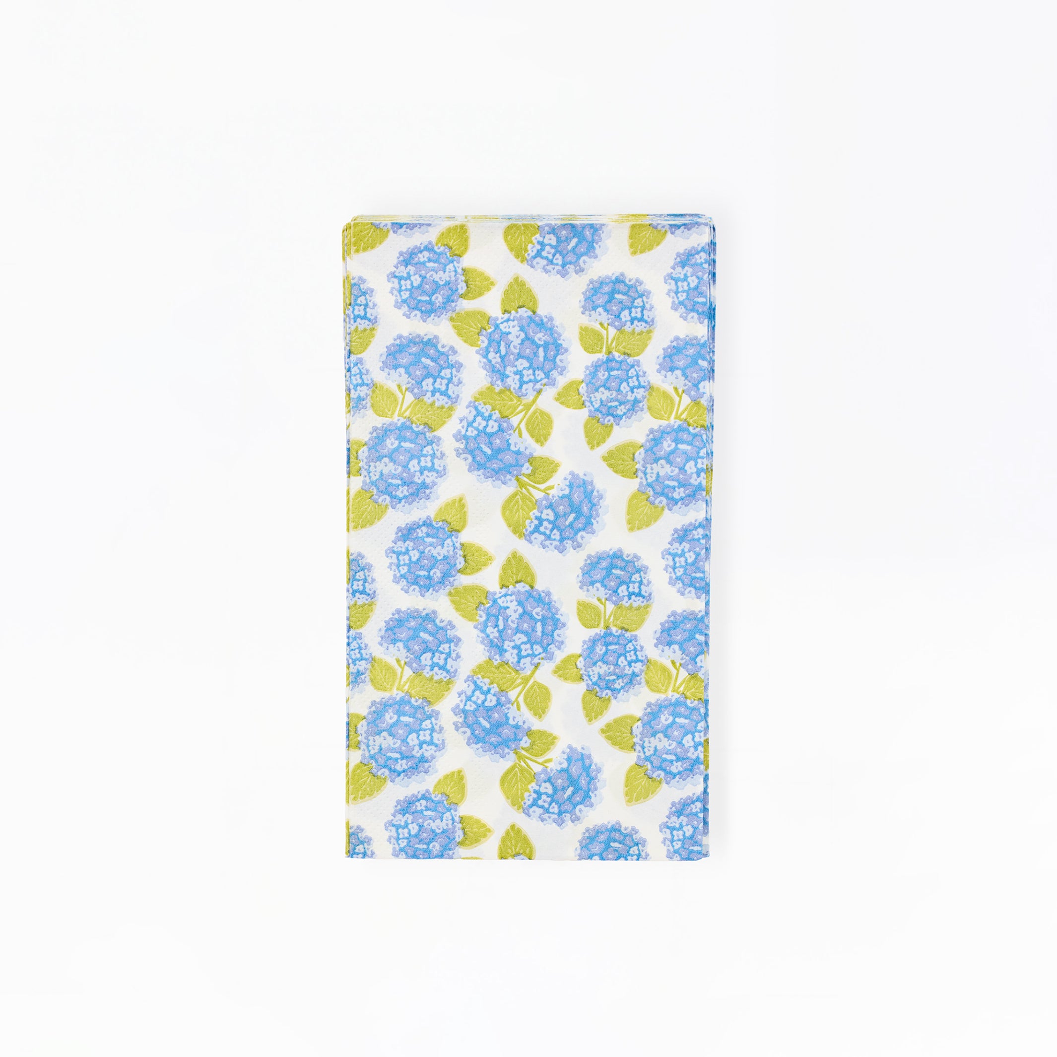 Floral  hydrangea patterned paper guest napkins on a white background