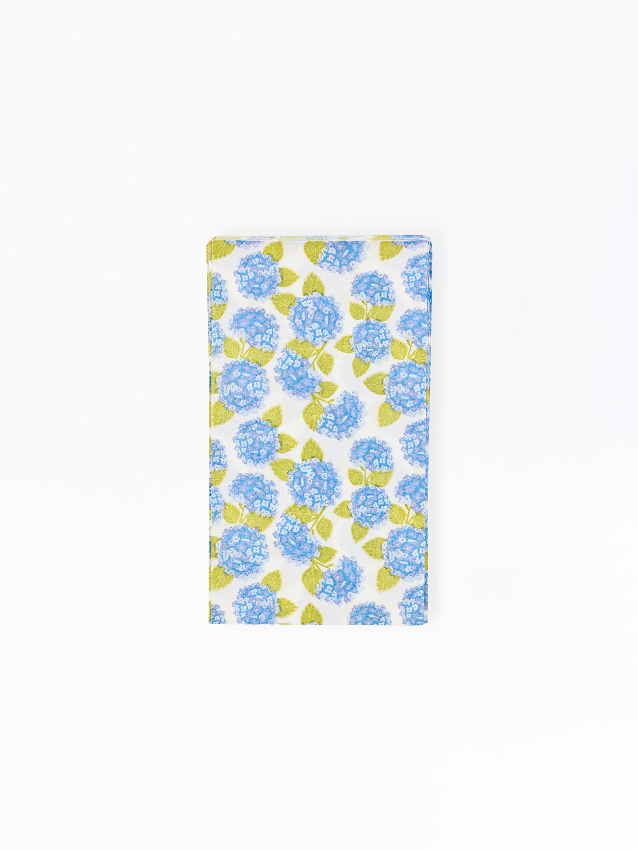 Floral  hydrangea patterned paper guest napkins on a white background