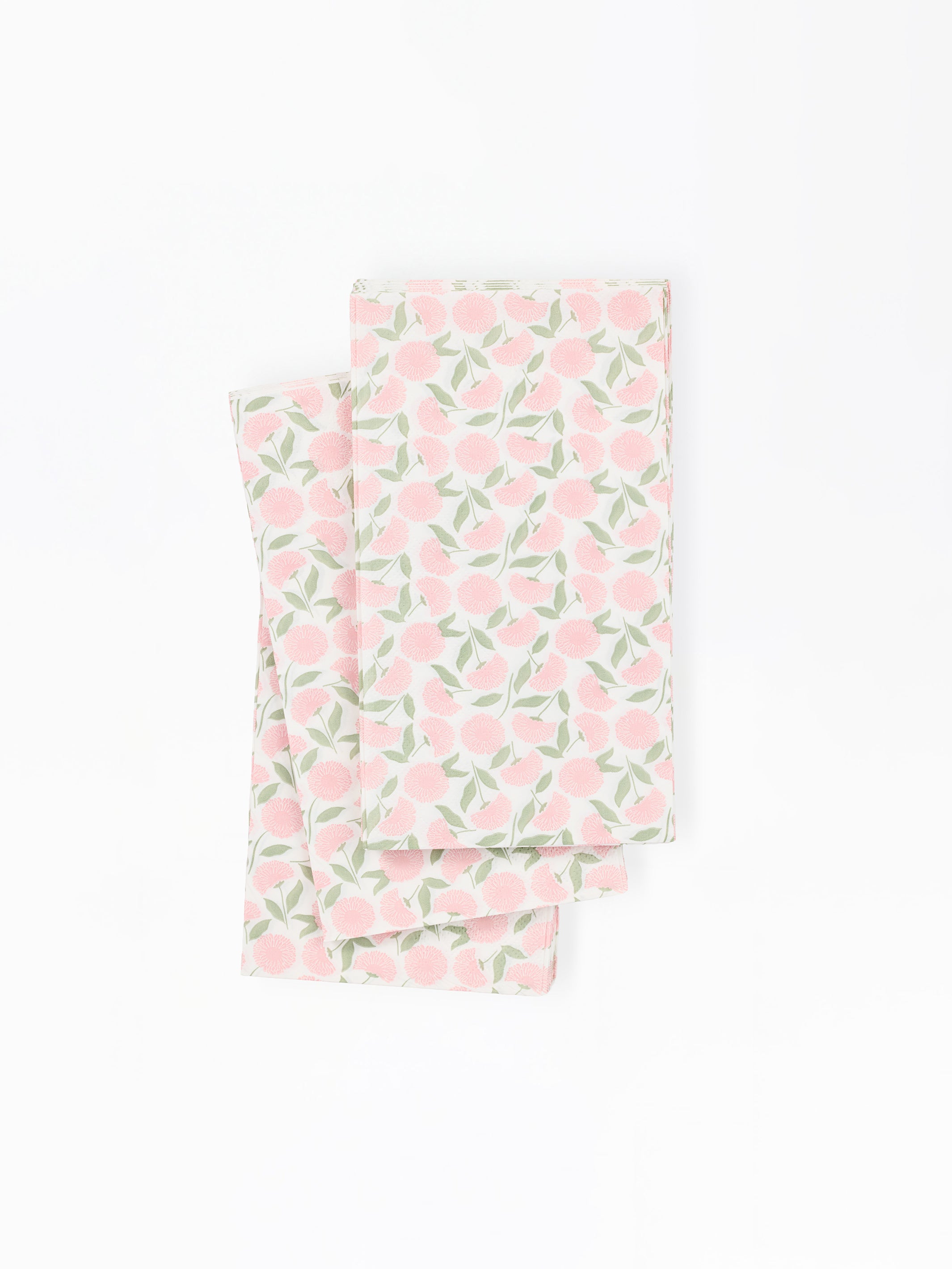 paper guest napkins with a pink floral pattern on a white background