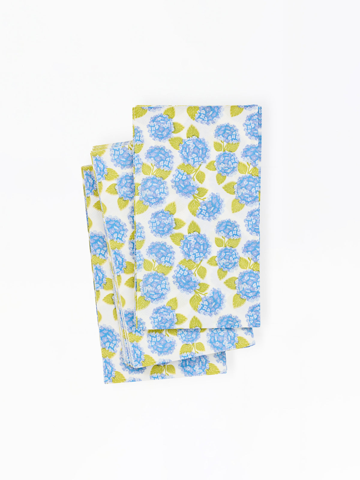 Floral  hydrangea patterned paper guest napkins on a white background