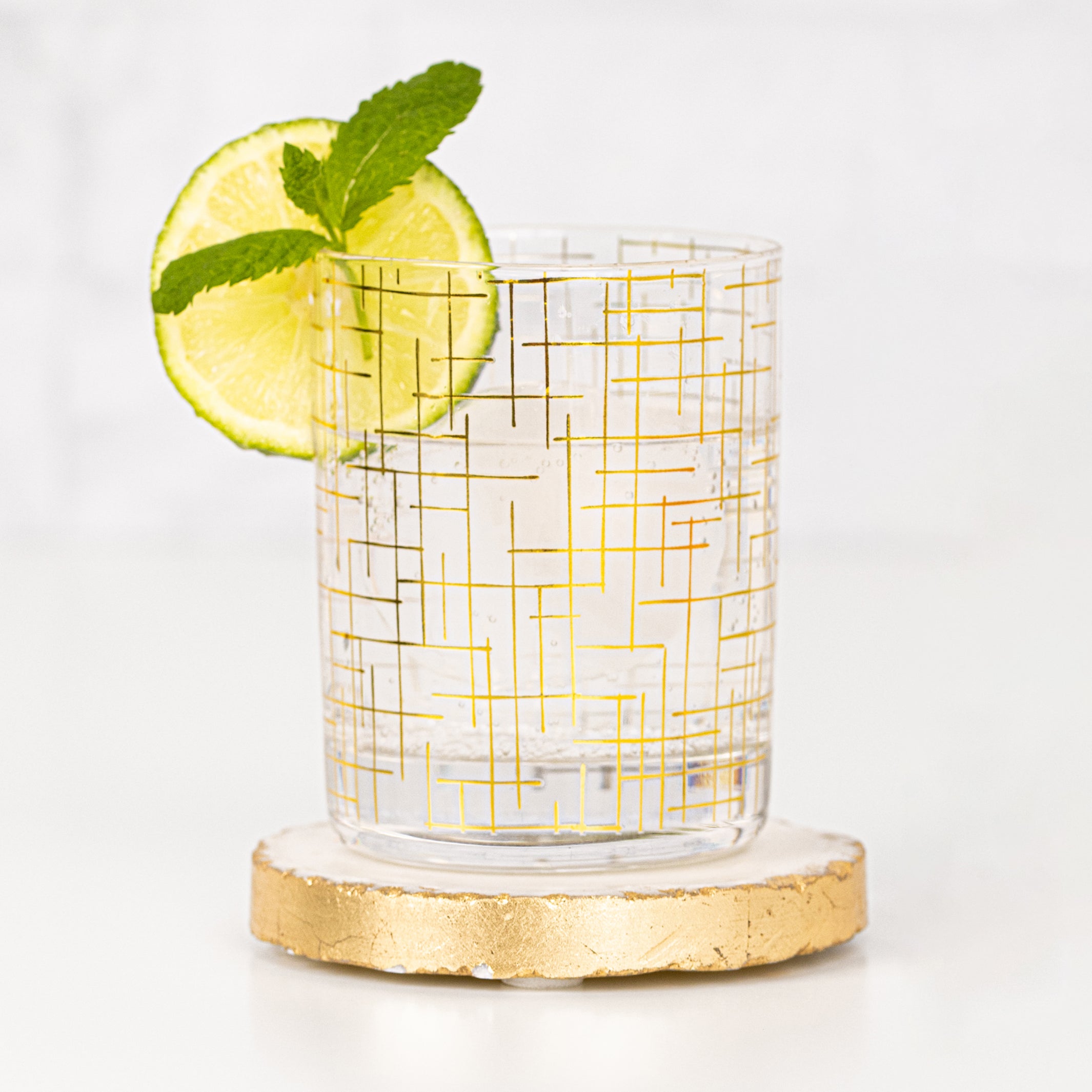 Cocktail Glasses | Gold Hatch - Set of 4