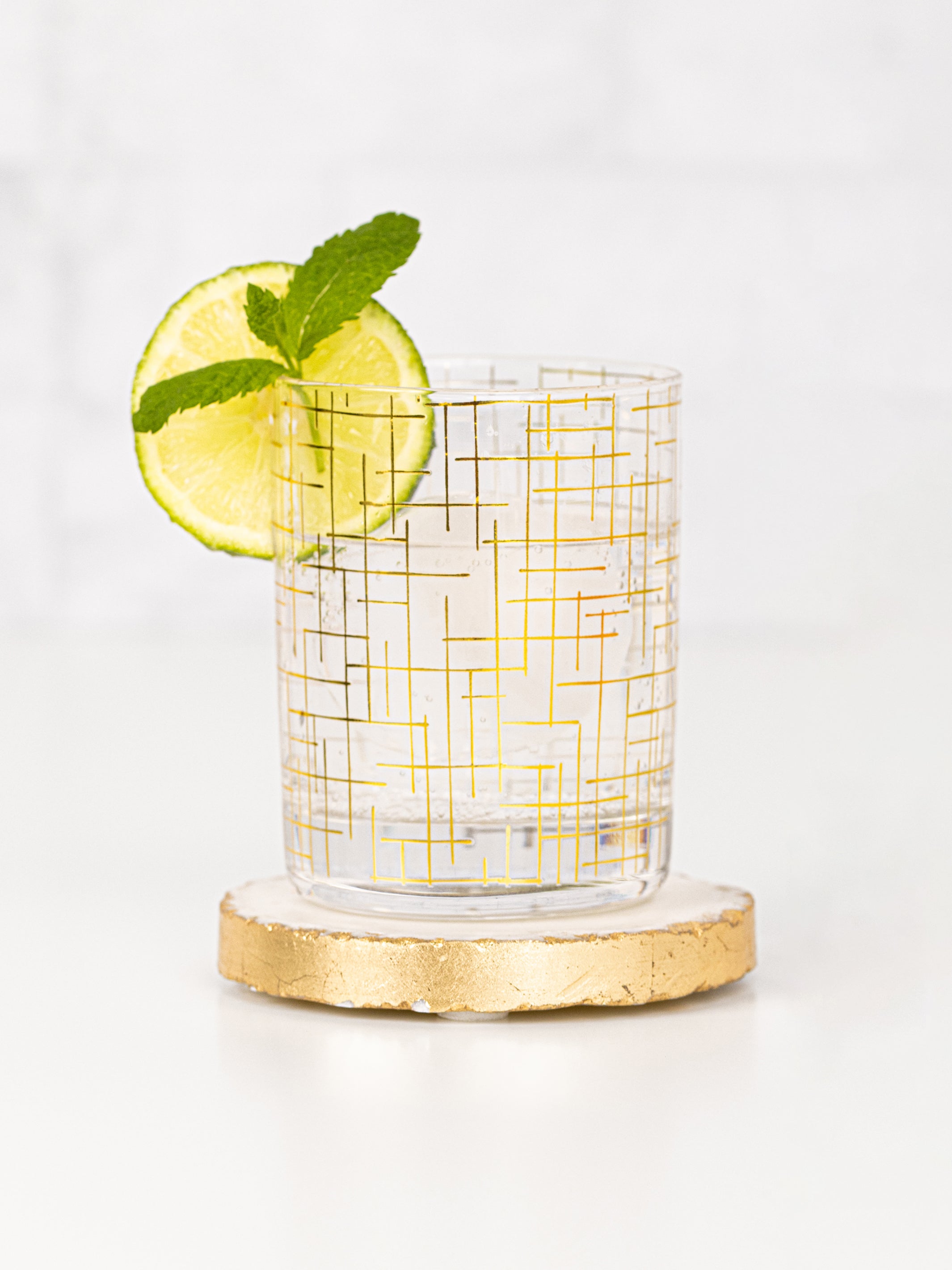 Cocktail Glasses | Gold Hatch - Set of 4