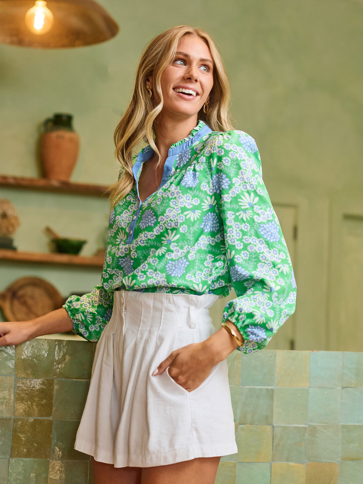Gianna Top | Daisy Chain Green