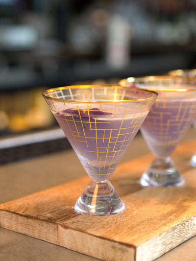 Martini Glass | Gold Hatch - Set of 4 - Mary Square, LLC