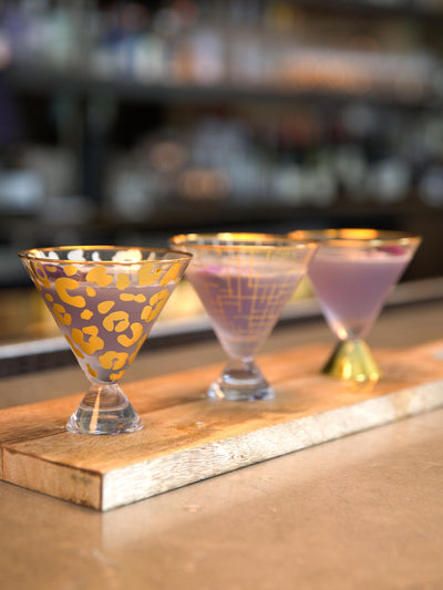 Martini Glass | Gold Hatch - Set of 4 - Mary Square, LLC