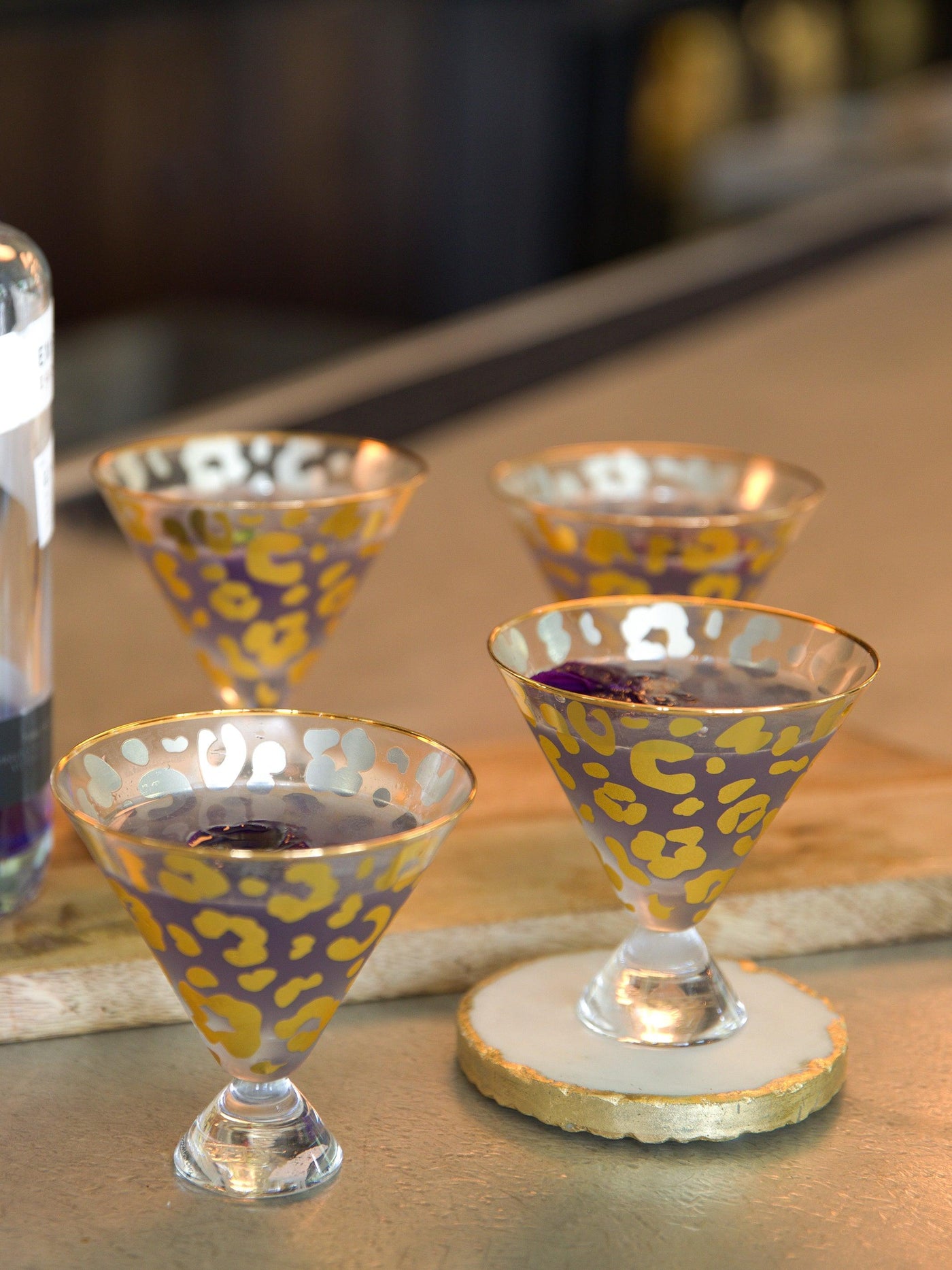 Martini Glass | Gold Leopard - Set of 4