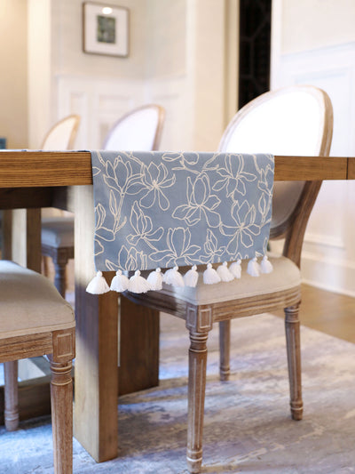 Table Runner with Tassels | Magnolia Blue