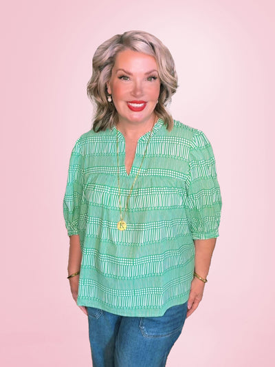 Maggie Top | Eyelet On The Prize Green