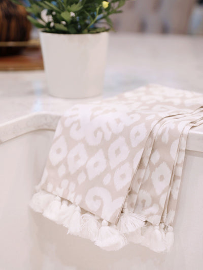 Tea Towel with Tassels | Tan