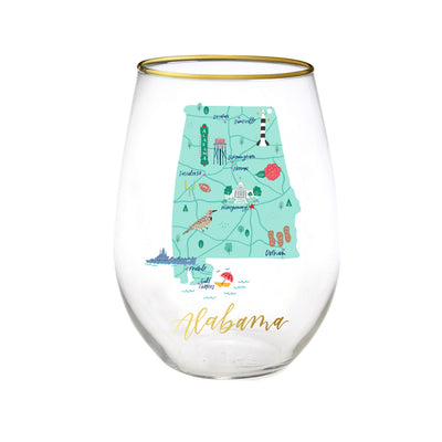 Alabama | Stemless Wine Glass - Mary Square, LLC
