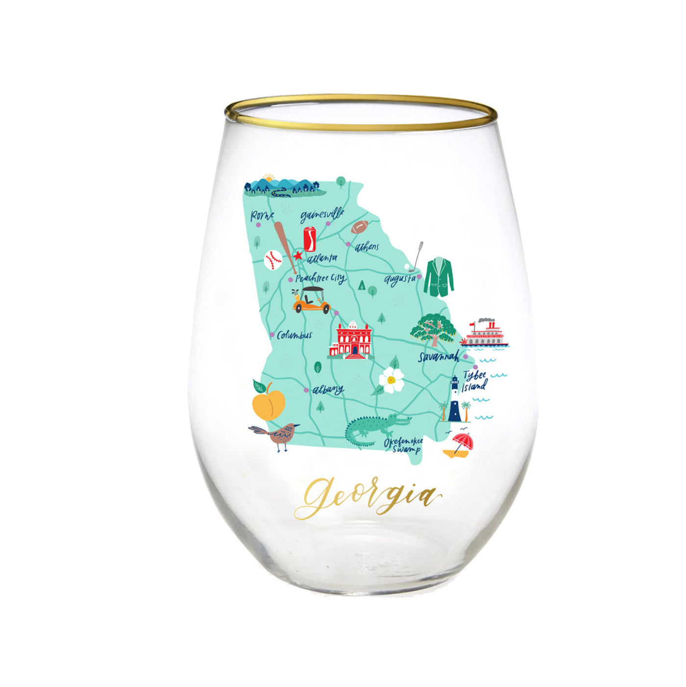 Georgia | Stemless Wine Glass - Mary Square, LLC