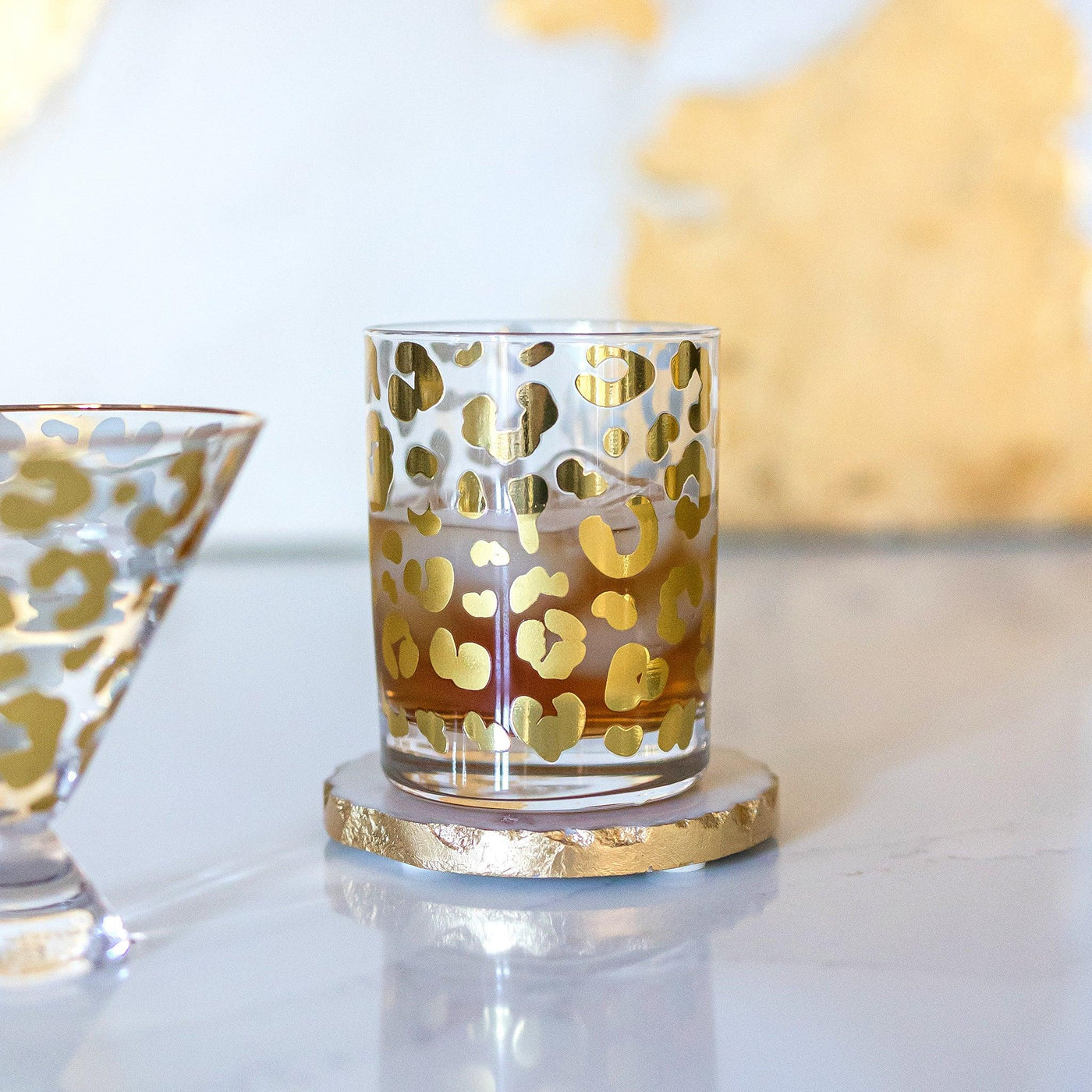 Gold Leopard Cocktail Glass - Mary Square, LLC