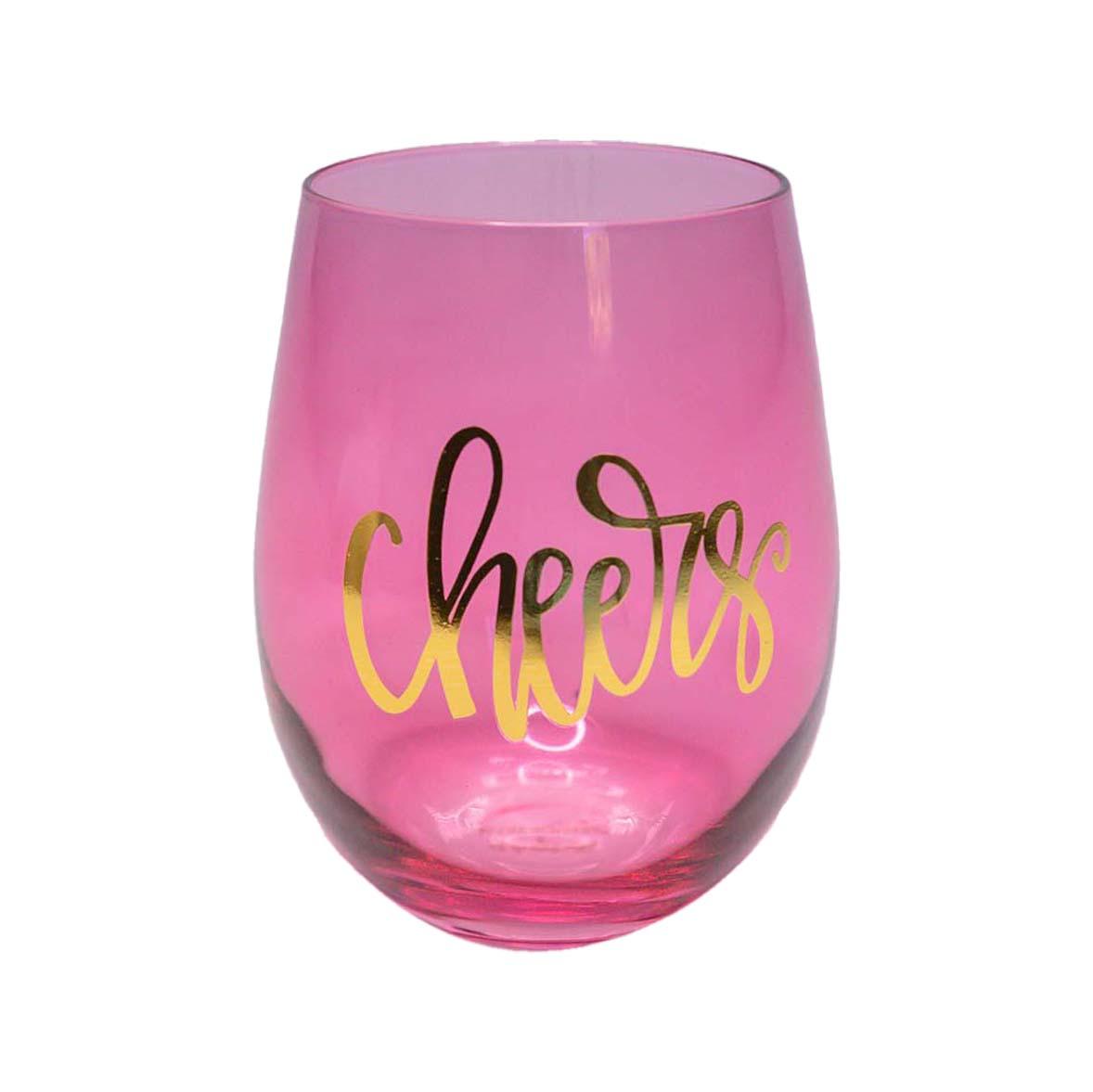 FINAL SALE - Cheers Pink | Stemless Wine Glass - Mary Square, LLC