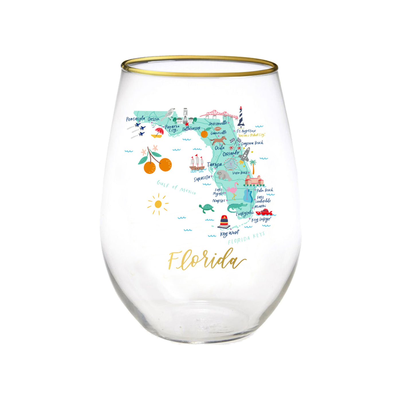 Florida | Stemless Wine Glass - Mary Square, LLC