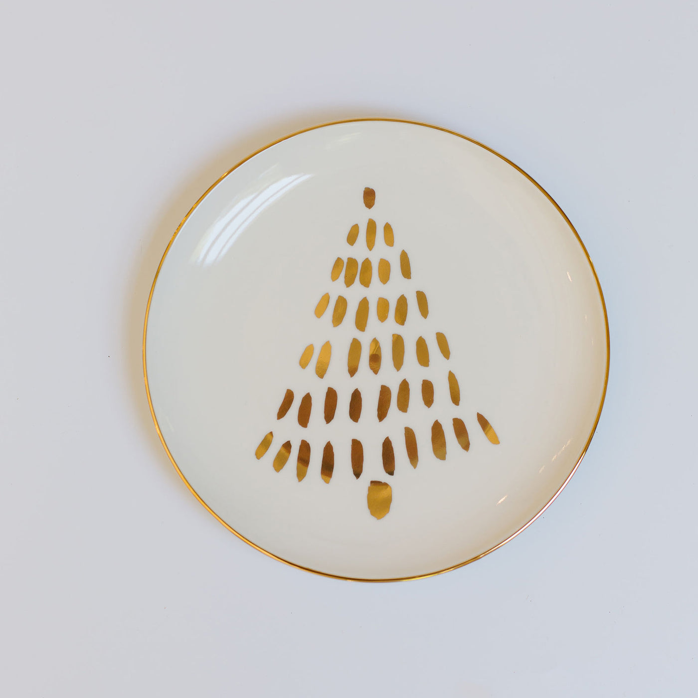 Appetizer Plate | Gold Dashed Christmas Tree - Set of 4